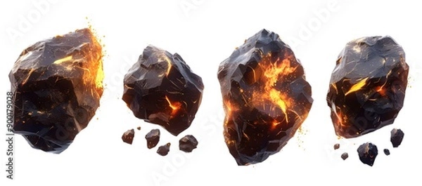 Fototapeta meteorites Exploding in white background