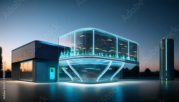 Obraz A futuristic laboratory with advanced technology and sleek design, ideal for sci-fi, innovation, or high-tech concept visualizations.