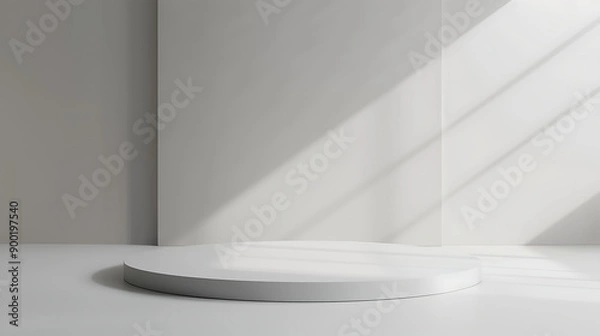Fototapeta Blank gray gradient background with product display. White backdrop or empty studio with room floor. 3D rendering.