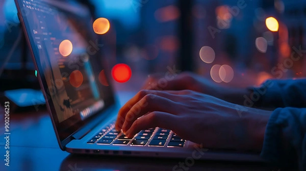 Obraz Working on laptop computer