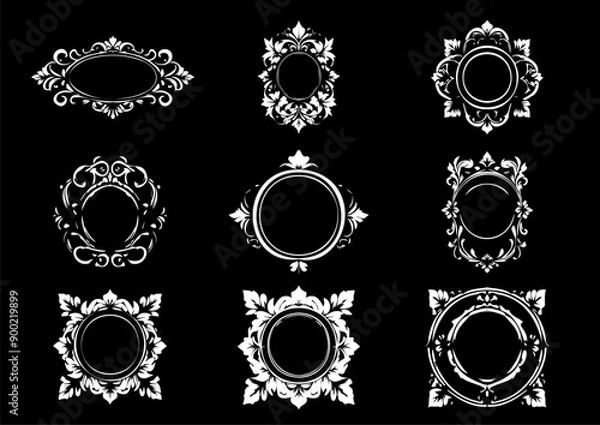 Fototapeta Intricate Vintage Frame Designs As Ornate Vector Collection for Decorative Graphic Design Projects 