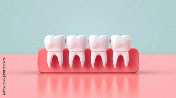 Obraz Flat design illustration showcasing a dental bridge, highlighting its role in restoring smiles and functional teeth for patients.