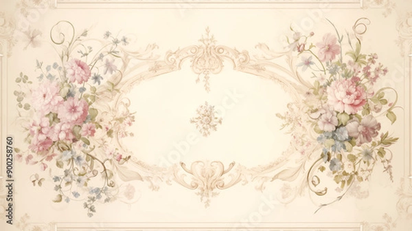Obraz vintage frame with floral ornament