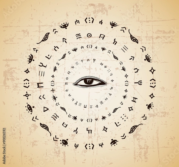 Fototapeta Decorative element, hieroglyphics, vector