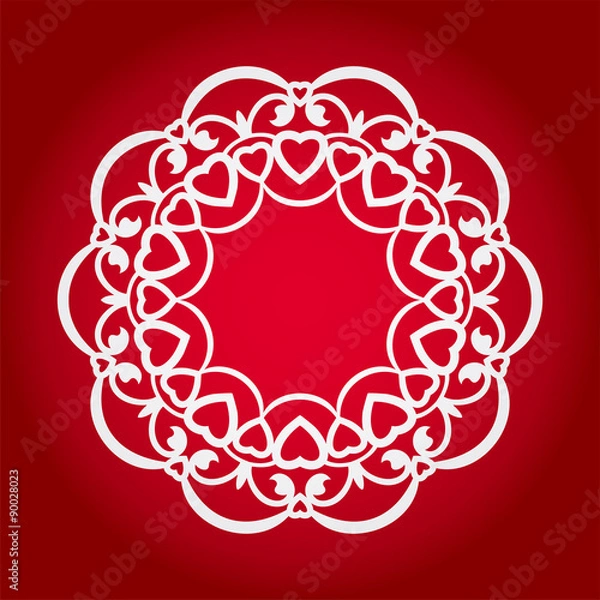 Obraz Doily ornament, stencil round pattern, cut out design, decor element, vector illustration