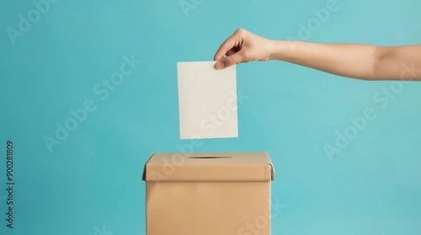 Obraz ballot box casting vote election on a blank background
