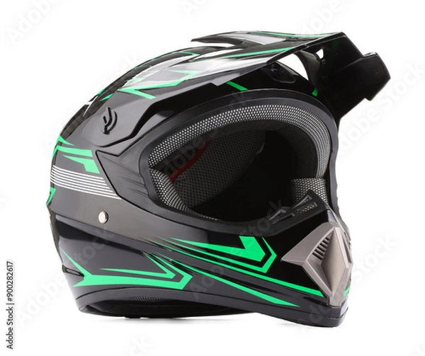 Obraz Modern motorcycle helmet with visor isolated on white