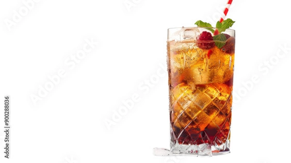Fototapeta Refreshing Summer Beverage With Fresh Fruits and Ice in a Stylish Glass