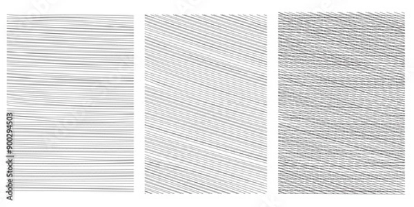 Fototapeta Set of crosshatch texture isolated, hand drawn, line texture