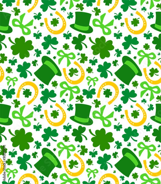 Fototapeta background. St Patrick's day, seamless pattern, vector illustration