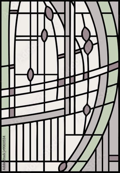 Fototapeta Abstract design, stained glass window, vector
