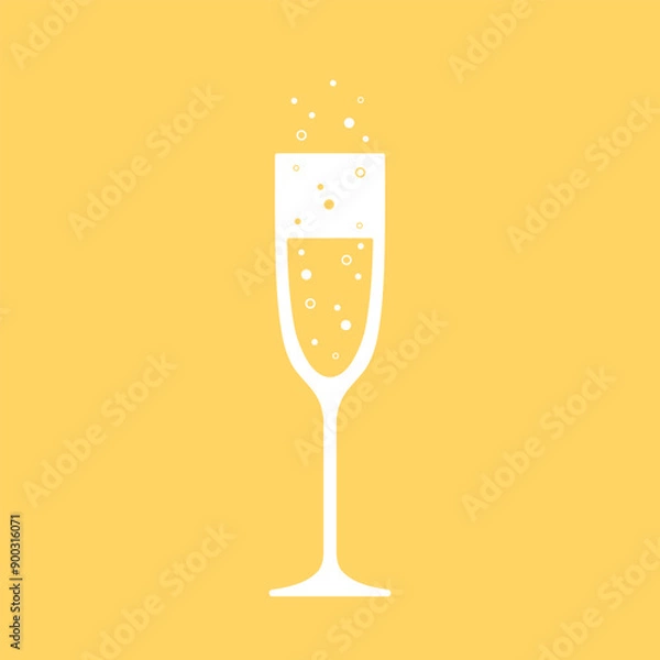 Fototapeta Glass of champagne. Vector flat icon. Best for logo, posters, print, cards, menu concept and branding design.