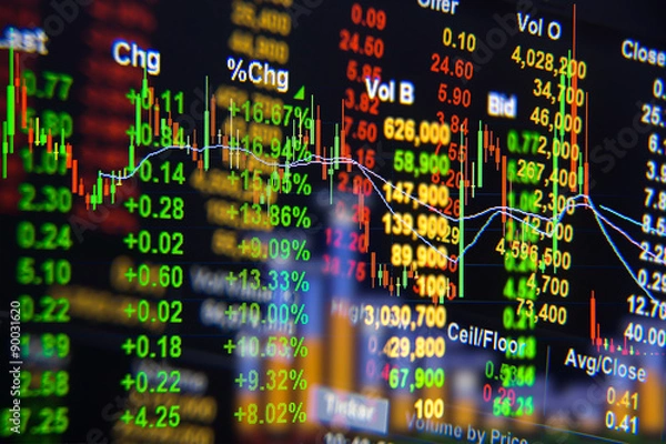 Fototapeta Stock exchange graph background.