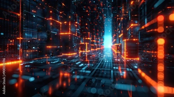 Fototapeta blue geometric shape abstract technology background