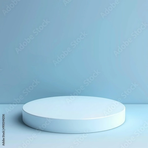 Fototapeta Minimalist Circular Display Platform on Blue Background