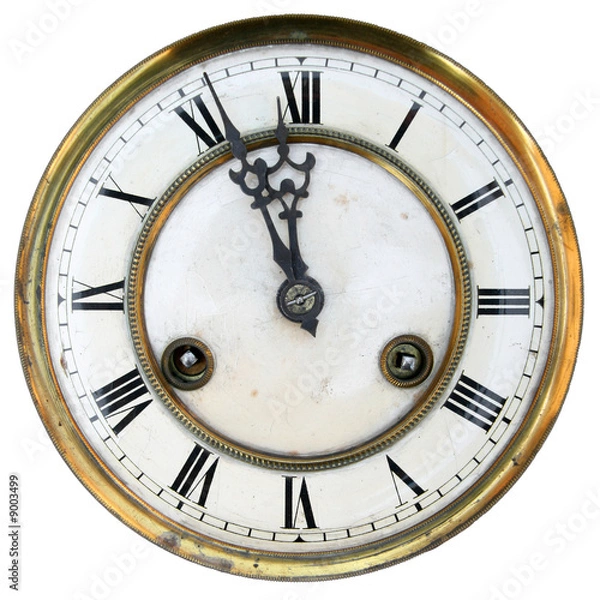 Obraz Old clock face isolated, roman numerals, about twelve
