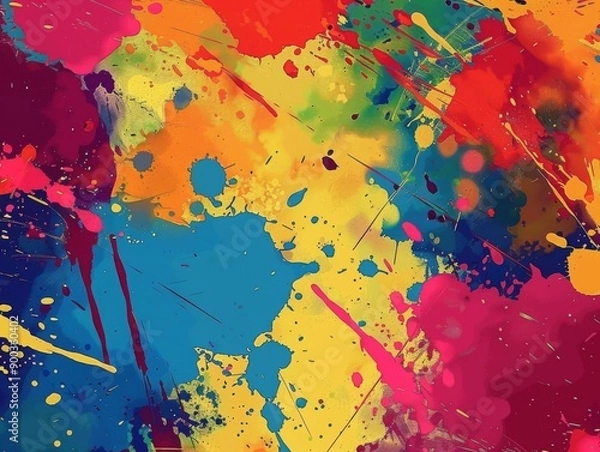 Fototapeta Abstract colorful paint splatter background. Vibrant and energetic, perfect for design projects.