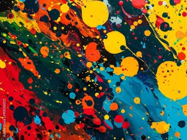 Fototapeta Abstract colorful paint splatter background with vibrant colors.