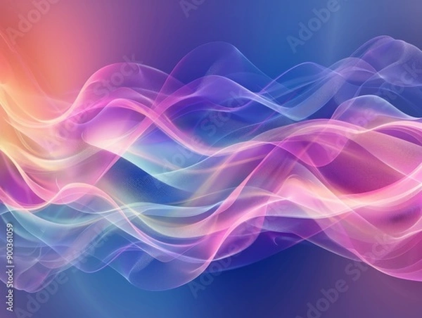 Fototapeta Abstract colorful waves flow on a gradient background, creating a dynamic and ethereal visual.
