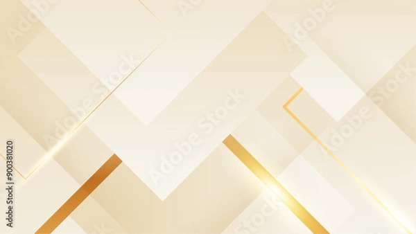 Fototapeta Elegant cream shade background with line golden elements