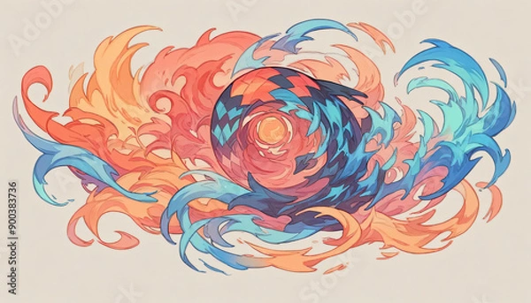 Fototapeta Create an abstract wallpaper featuring dynamic fluid patterns and vibrant colors, evoking a sense of movement and energy.