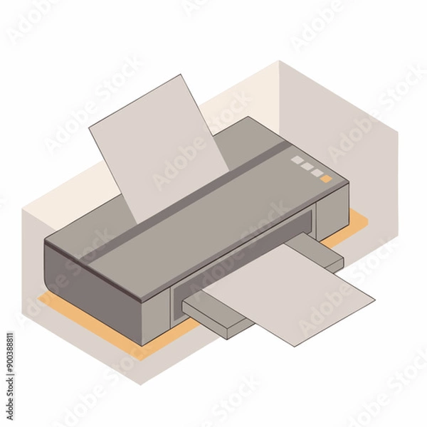 Fototapeta Isometric printer on a isolated white background (9)