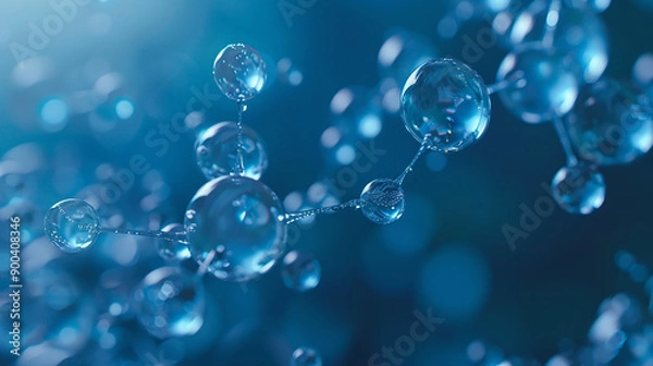 Fototapeta Elegant blue transparent molecule a modern abstract background