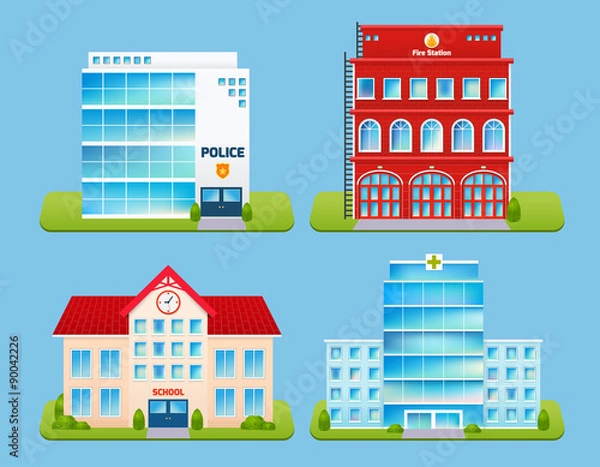 Fototapeta Buildings Emblems Set