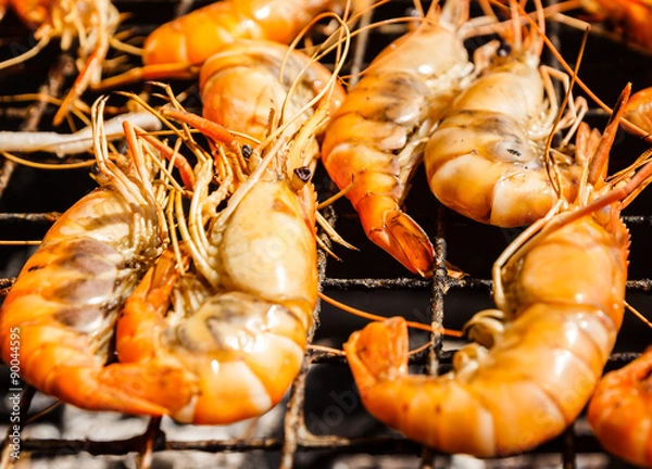 Fototapeta shrimp grill