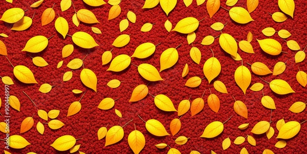Obraz Colorful seasonal autumn background pattern, Vibrant carpet of fallen forest red, orange and yellow leaves.