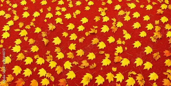 Obraz Colorful seasonal autumn background pattern, Vibrant carpet of fallen forest red, orange and yellow leaves.