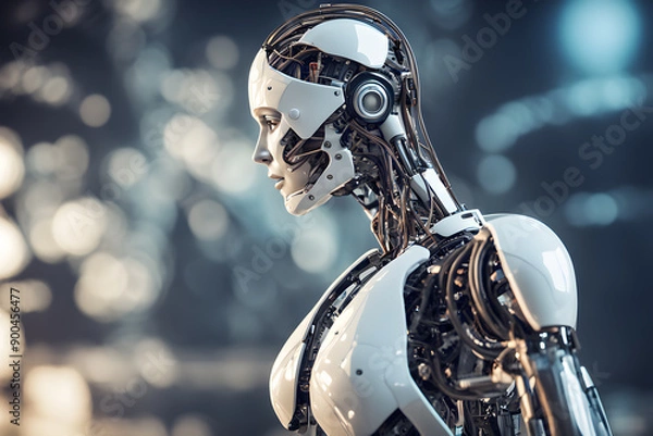 Fototapeta advanced artificial intelligence for the future rise in technological singularity using deep learning algorithms. Generative AI.