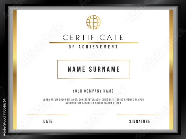 Obraz Vector Certificate Template with Premium Minimal Design