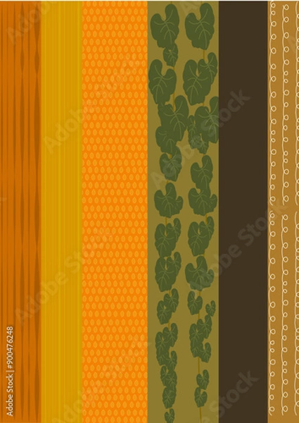 Obraz ハロウィーンのカボチャの種や蔓、葉、皮イメージしたデザイン