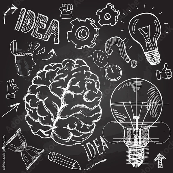 Fototapeta Set of thinking doodles elements