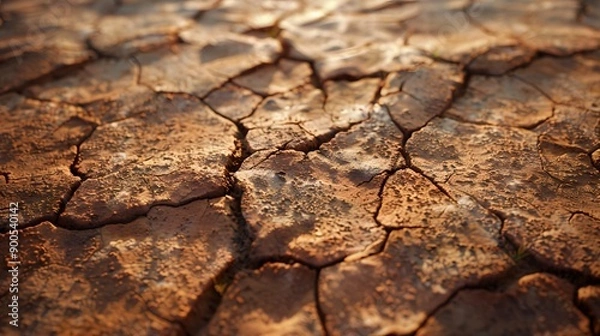 Obraz Dry cracked earth background, clay desert texture. 