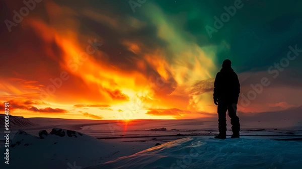 Fototapeta enjoying the aurora view in the sky on holiday