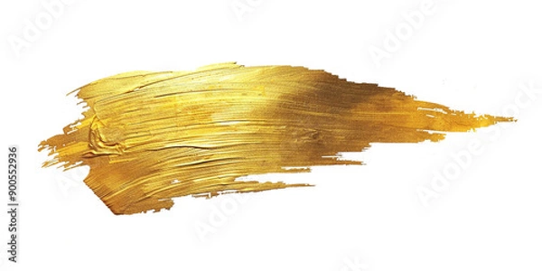 Fototapeta Elegant Gold Brush Stroke on White Background , Minimalist Artistic Design Element