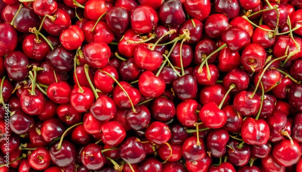 Fototapeta A lot of fresh cherries. pattern. background.