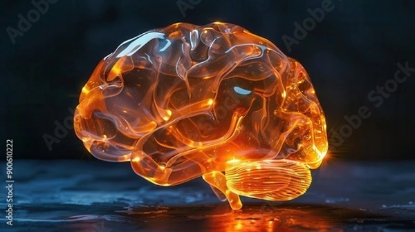 Fototapeta Abstract brain with glowing ideas, new concept, innovation in technology