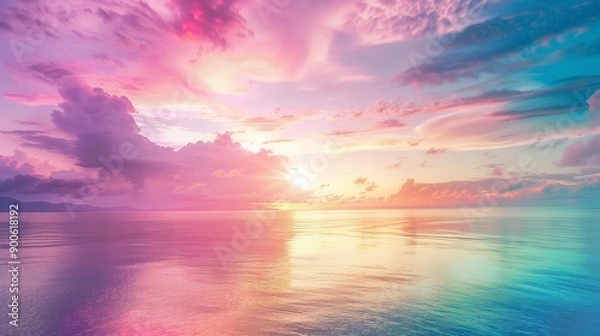 Fototapeta pastel colored rainbow sunset