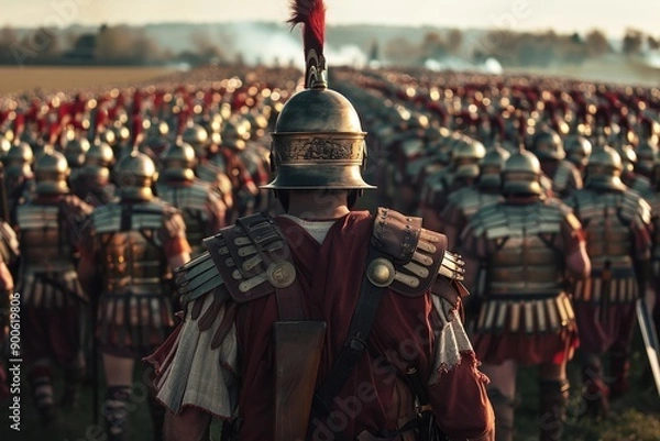 Fototapeta ai generative marching roman troops
