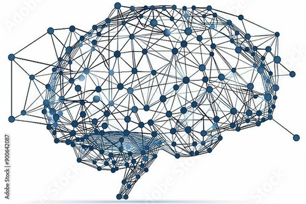 Fototapeta Abstract neural brain model with interconnected nodes and pathways