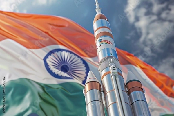 Fototapeta ai generative spaceship with indian flag background