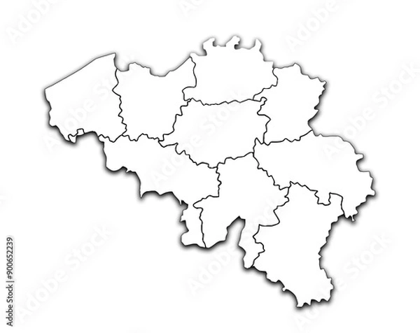 Fototapeta MAP OF BELGIUM WITH ITS PROVINCES AND POLITICAL ADMINISTRATIVE DIVISIONS