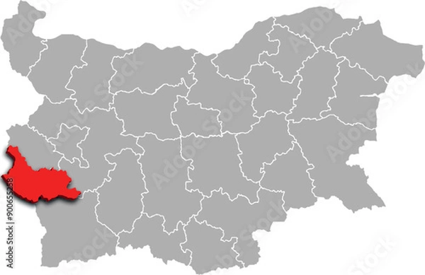 Fototapeta KYUSTENDIL map REGION of BULGARIA 3d isometric map
