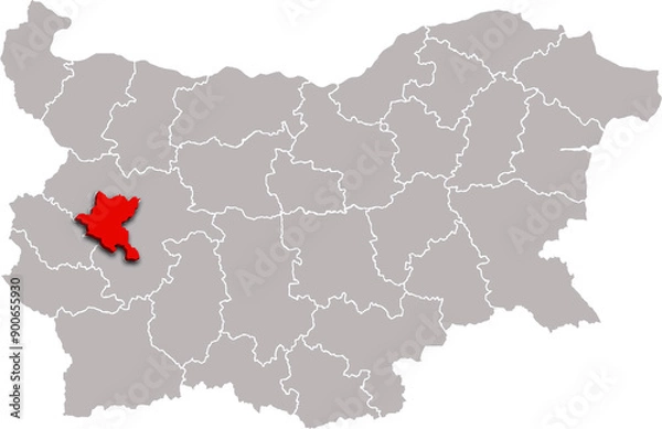 Fototapeta SZOFIJA map REGION of BULGARIA 3d isometric map