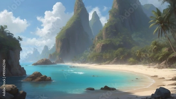 Obraz tropical beaches with crystal clear waters art .jpeg