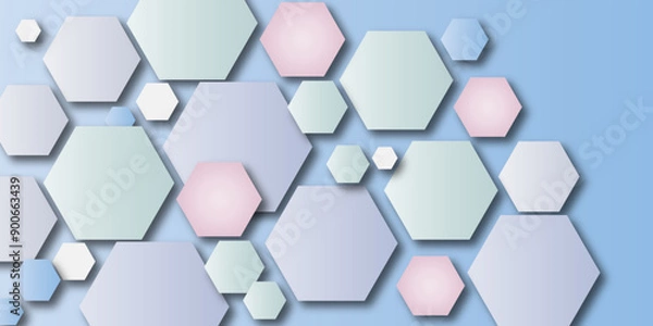 Fototapeta Vector hexagon banner design background with hexagon pattern. Digital futuristic banner technology concept background. Design for science, banner, medicine or technology background.