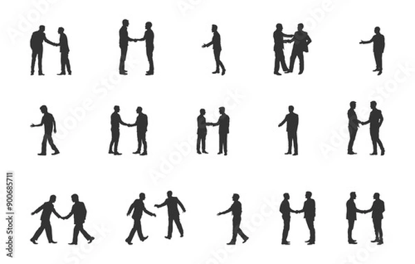 Obraz Handshake silhouette, Handshake svg, Man handshake svg, Man handshake silhouette, Businessman handshake silhouette, Handshake vector set.